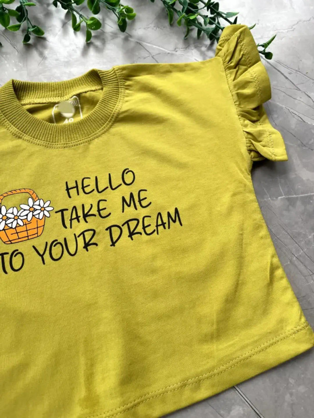 ست کراپ شلوارک دخترانه سایز hello